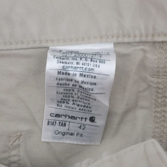 Carhartt Mens Size‎ 42 Tan Canvas Utility Work Shorts B147 Original Fit - Picture 4 of 6